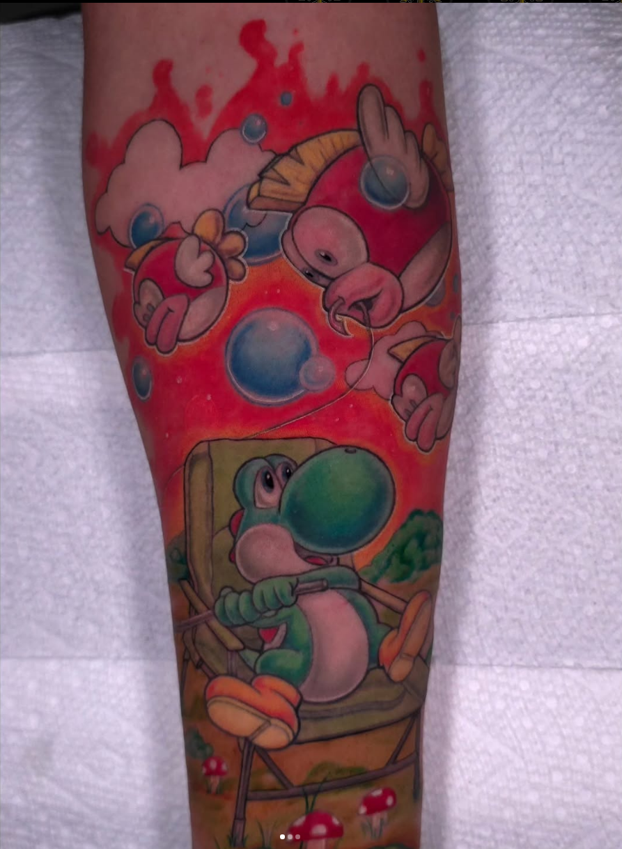 Yoshi color tattoo gaming style